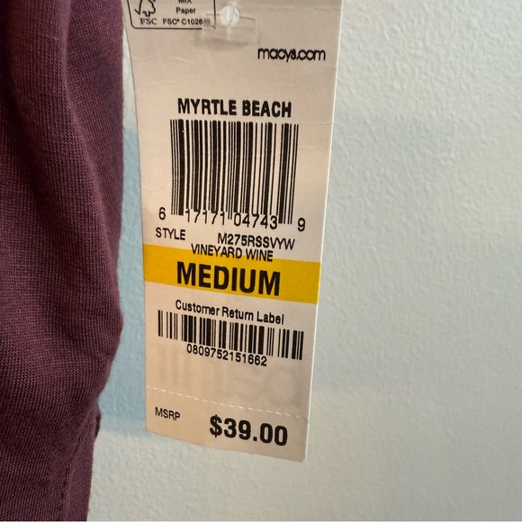 Bar 111 NWT “Myrtle Beach” “Vineyard Wine” flowy blouse size medium Made in USA. - Picture 6 of 9